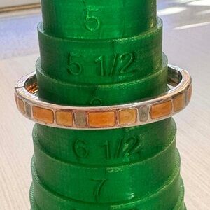 Orange and Silver Tone Bangle Bracelet